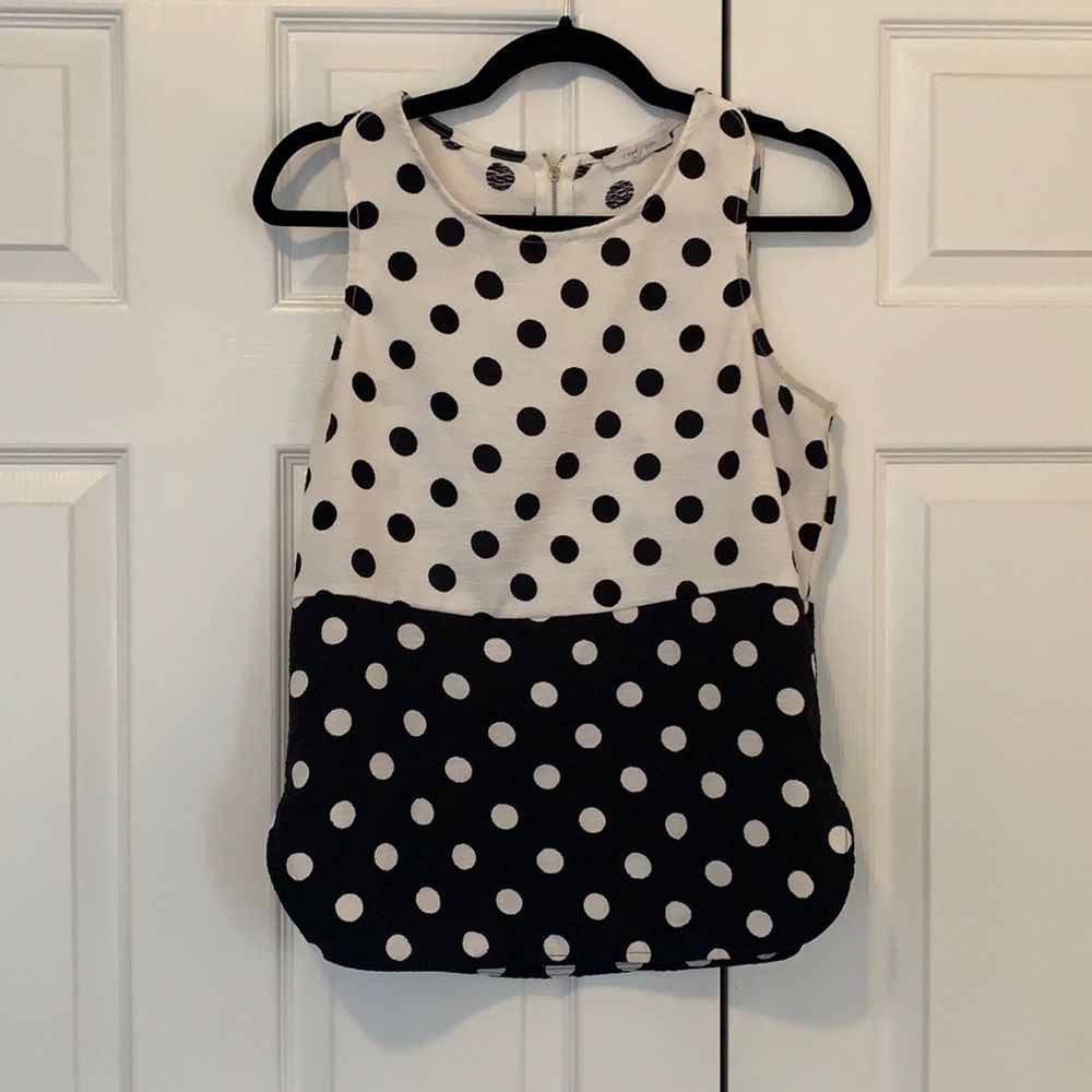 Black and white polka dot tank top blouse